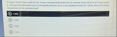 If 1 0 year T . bonds have a yield of 6 . 2 % . 1
