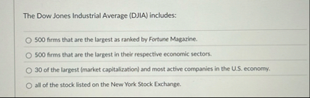 The Dow Jones Industrial Average ( DJA )