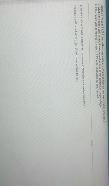 Suppose a 1 0 - year, $ 1 , 0 0 0 bond with a