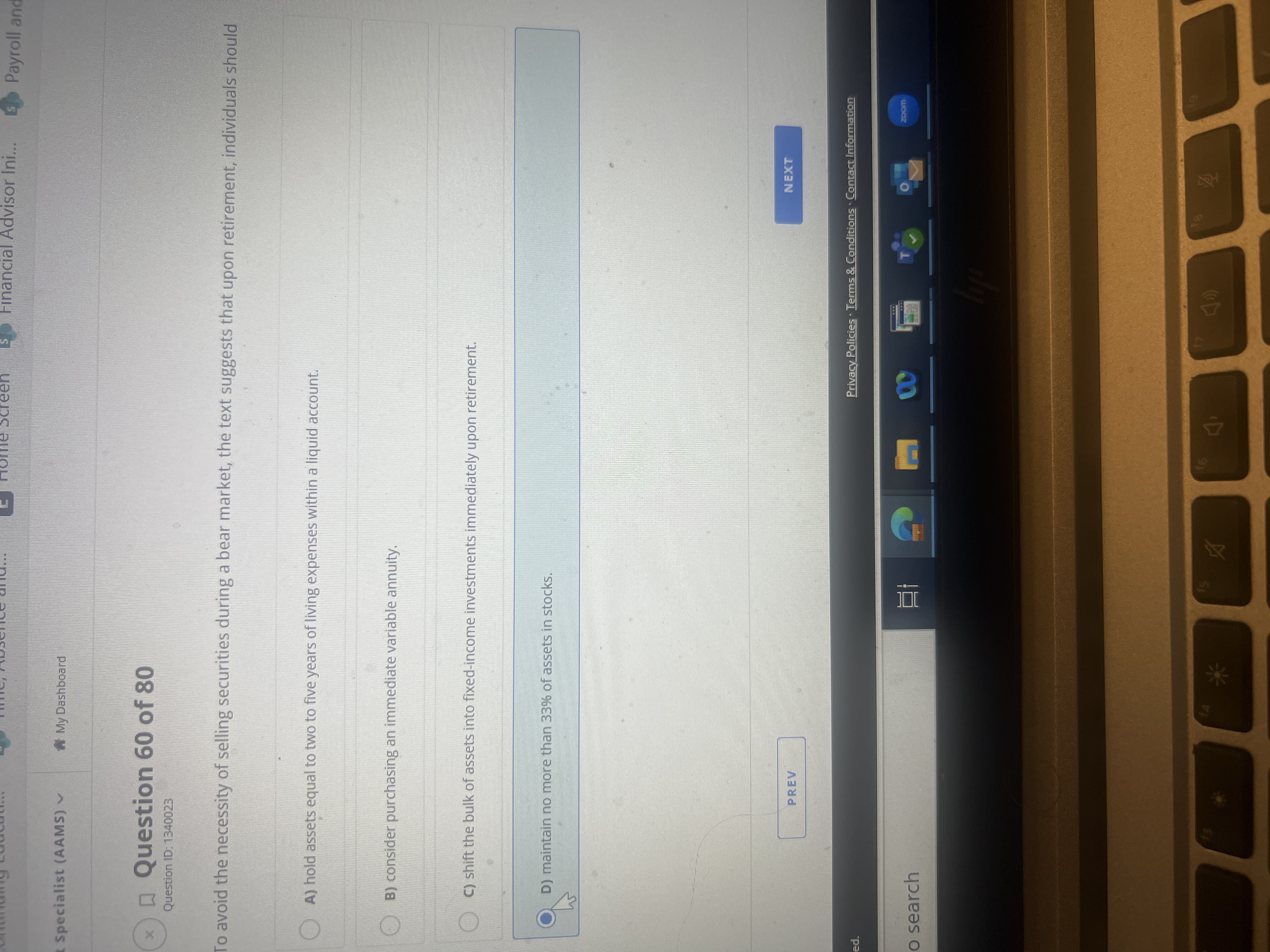 Specialist ( AAMS ) My Dashboard Question 6 0 of