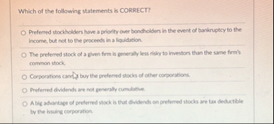 Which of the following statements is CORRECT?