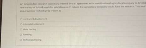 An independent research laboratory entered into