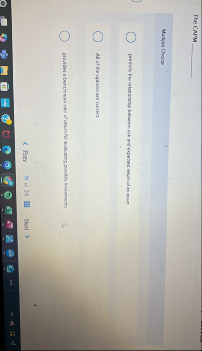 The CAPM Multiple Choice predicts the