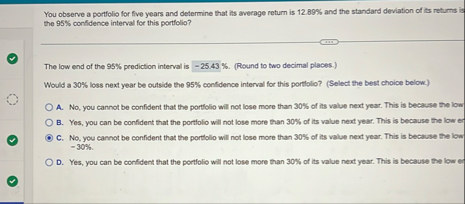 You observe a portfolio for five years and