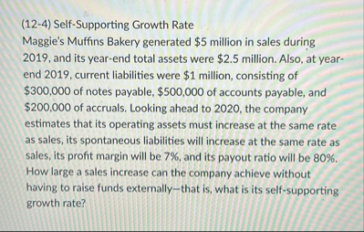 ( 1 2 - 4 ) Self - Supporting Growth Rate