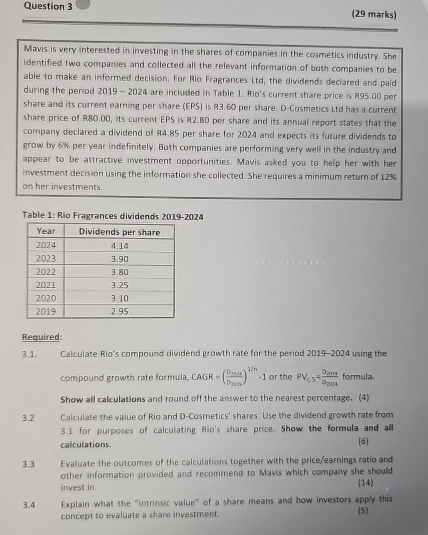 Question 3 ( 2 9 marks ) Mavis is very interested