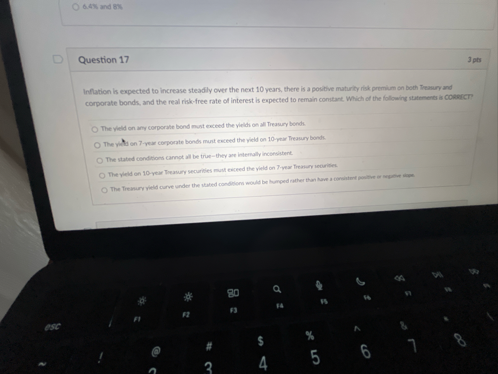 6 . 4 % and 8 % Question 1 7 3 pts Inflation is