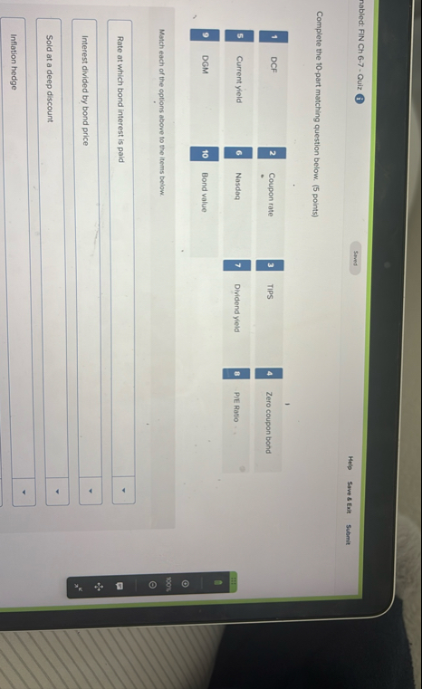nabled: FIN Ch 6 - 7 - Quiz ( i ) Stived Help