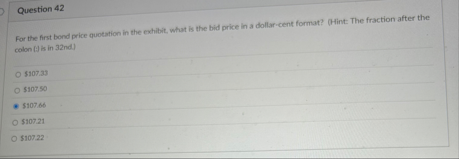 Question 4 2 For the first bond price quotation