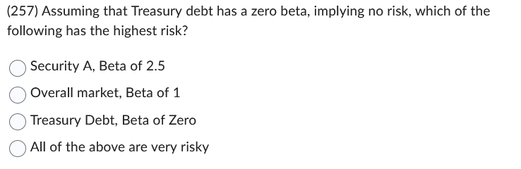 Assuming that Treasury debt has a zero beta,