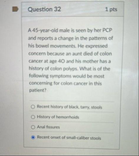 Question 3 2 1 pts A 4 5 - year - old male is