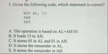 Given the following code, which statement is