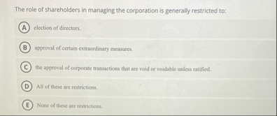 The role of shareholders in managing the