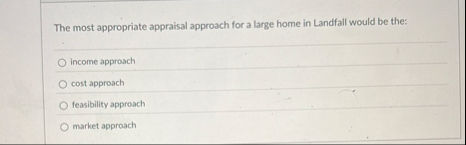 The most appropriate appraisal approach for a