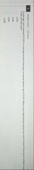 3 Multiple Choice 1 . 3 3 points A year ago, you