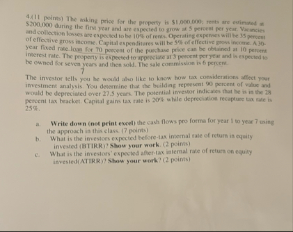 4 . ( 1 1 points ) The asking price for the