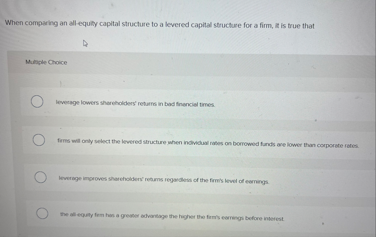 When comparing an all - equity capital structure