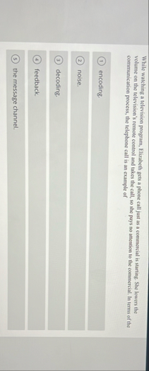 While watching a television program, Elizabeth