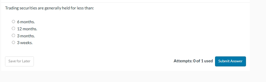 Trading securities are generally held for less