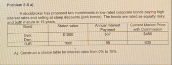 Problem 8 - 5 a ) A stockbroker has proposed two