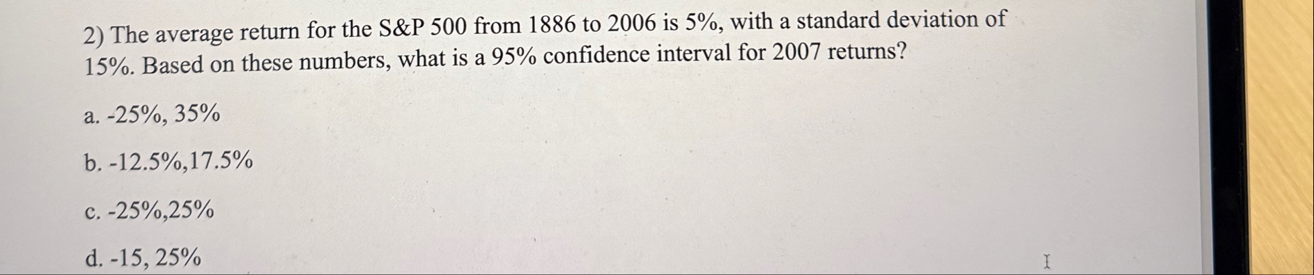 The average return for the SThe average return
