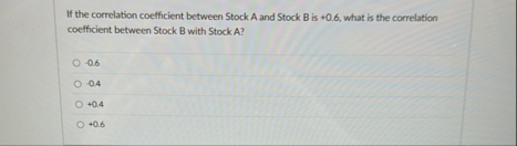 If the correlation coefficient between Stock A