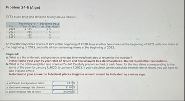 Problem 2 4 - 6 ( Algo ) XIrRs stock price and