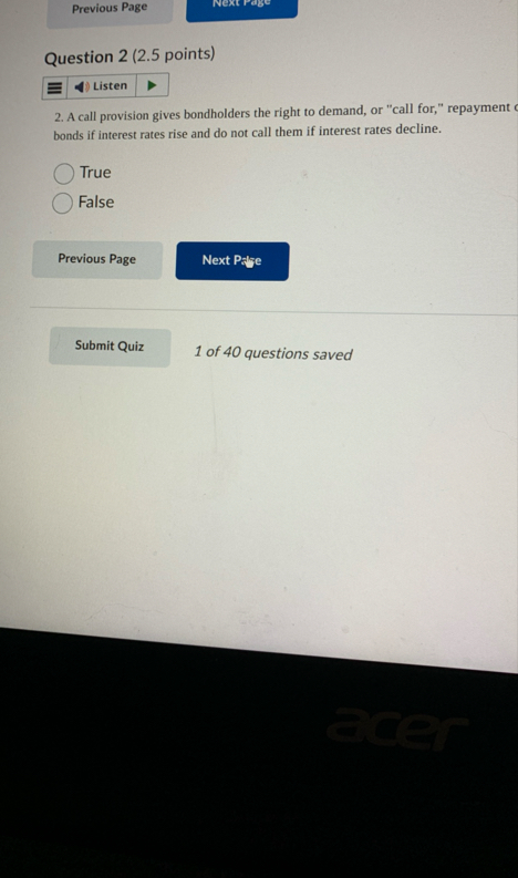 Question 2 ( 2 . 5 points ) Listen 2 . A call