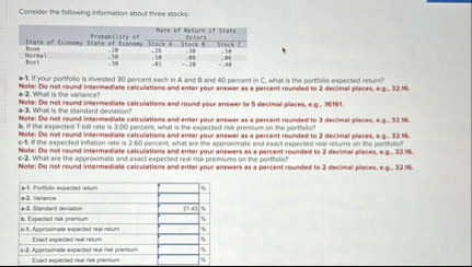 Consider the following information about three