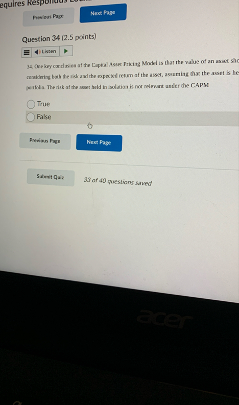 Question 3 4 ( 2 . 5 points ) Listen 3 4 . One