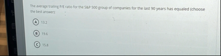 The average trailing P / E ratio for the SSP 5 0