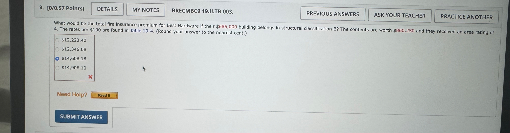 [ 0 / 0 . 5 7 Points ] BRECMBC 9 1 9 . II . TB .