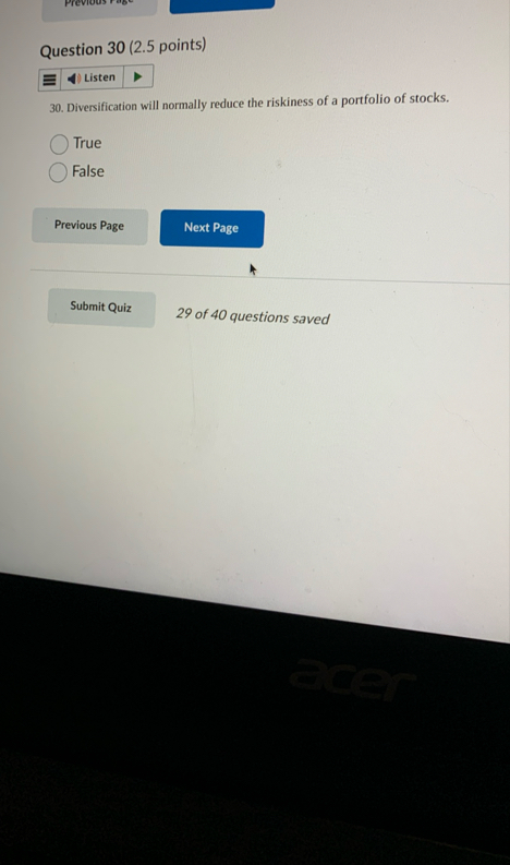 Question 3 0 ( 2 . 5 points ) 3 0 .