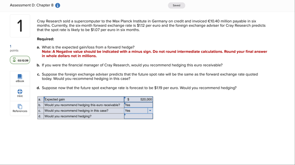 Assessment D: Chapter 8 i 1 1 points 0 2 : 1 2 :