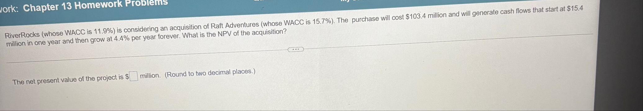 york: Chapter 1 3 Homework Problems RiverRocks (