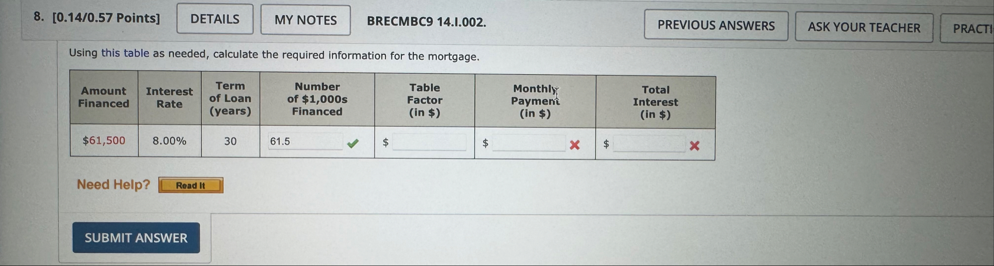 [ 0 . 1 4 / 0 . 5 7 Points ] BRECMBC 9 1 4 . I .