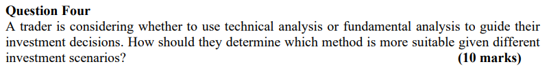 A trader is considering whether to use technical