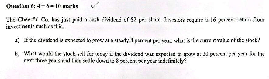 Question 6 : 4 + 6 = 1 0 marks The Cheerful Co .