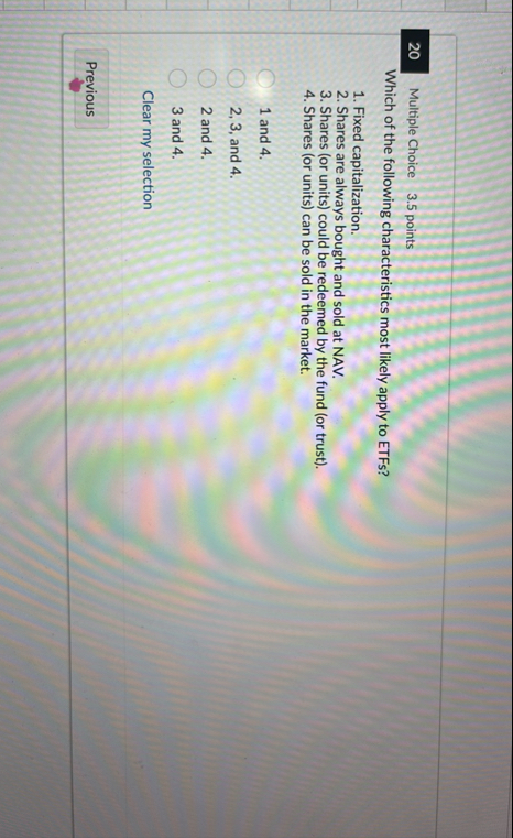 2 0 Multiple Choice 3 . 5 points Which of the