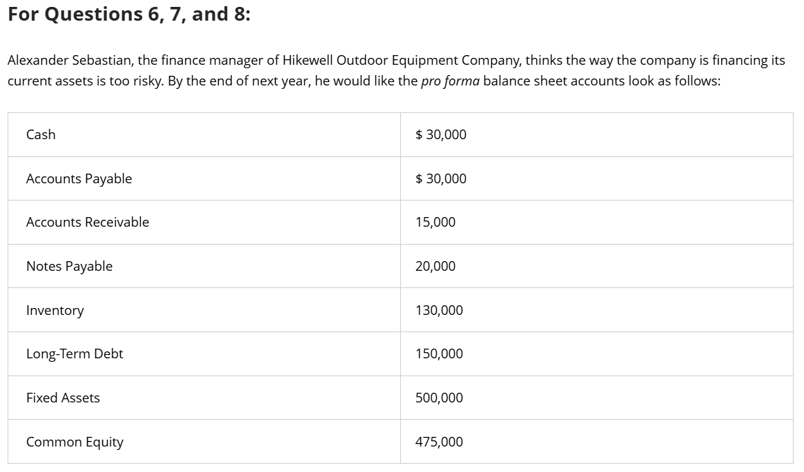 For Questions 6 , 7 , and 8 : Alexander