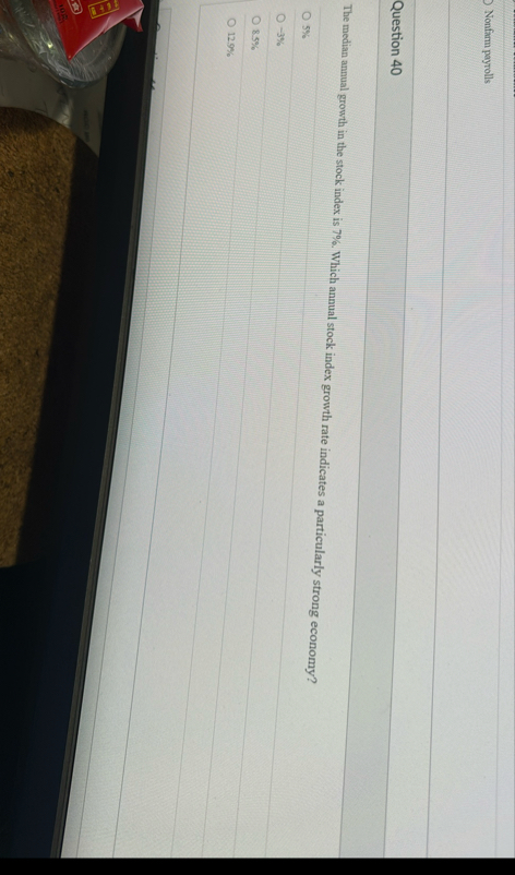 Nonfarm payrolls Question 4 0 The median annual