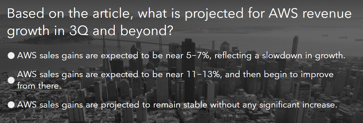 Based on the article, what is projected for AWS