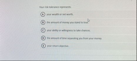 Your risk tolerance represents your wealth or net