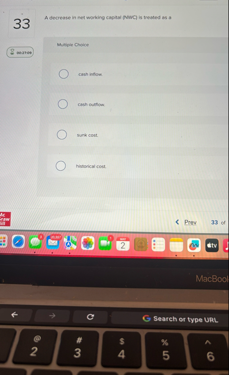3 3 A decrease in net working capital ( NWC ) is