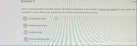 Question 9 7 Pol Mari is concerned about cash