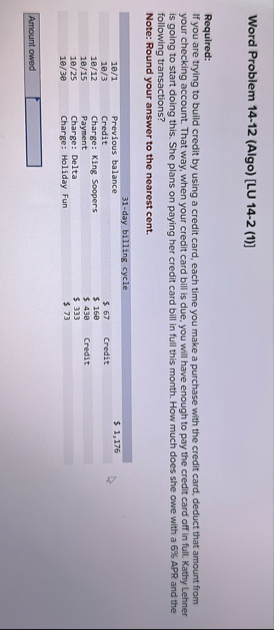 Word Problem 1 4 - 1 2 ( Algo ) [ LU 1 4 - 2 ( 1