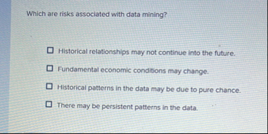 Which are risks associated with data mining?