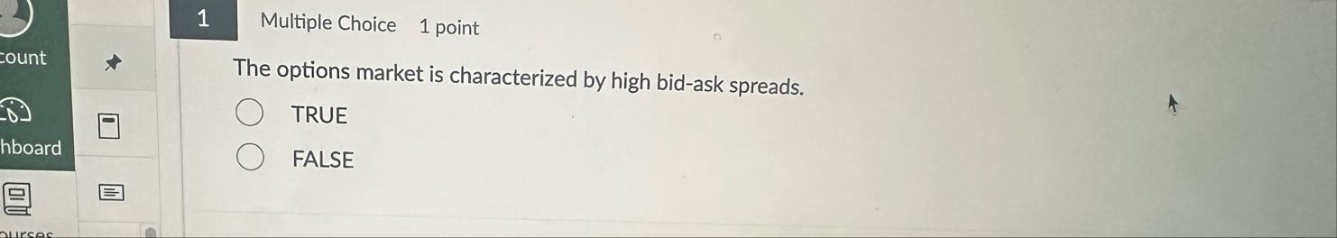1 Multiple Choice 1 point count The options