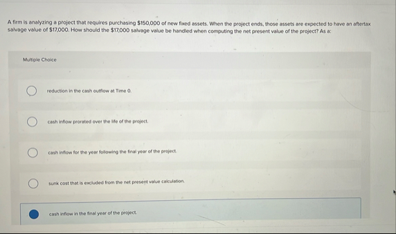 A firm is analyzing a project that requires