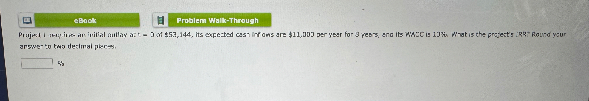 eBook Problem Walk - Through Project L requires